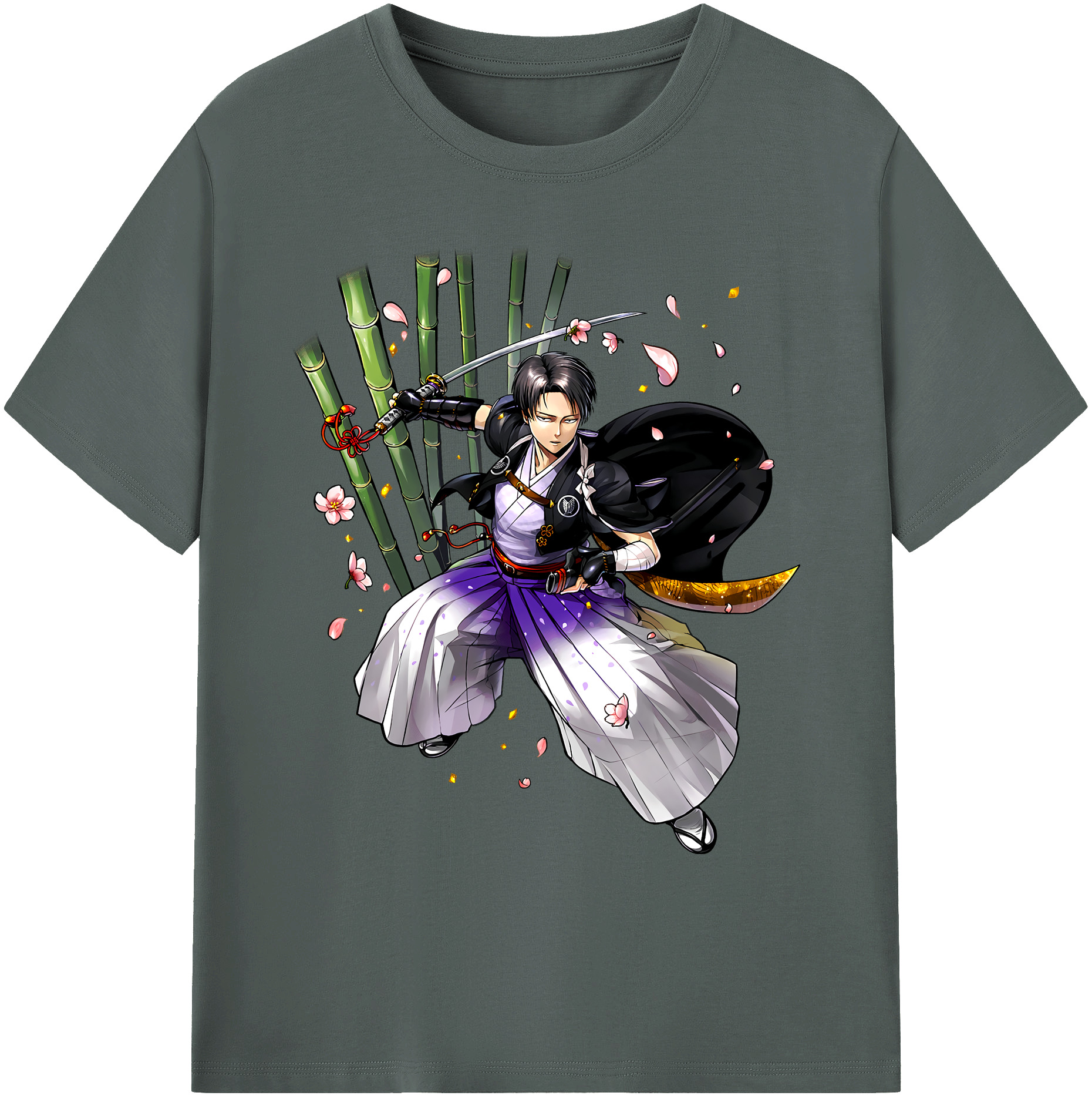 （画像用） 進撃の巨人 リヴァイ·アッカーマン Attack on Titan Levi Ackerman 綿100％ メンズ半袖Tシャツ｜肌触りやわらか＆通気性